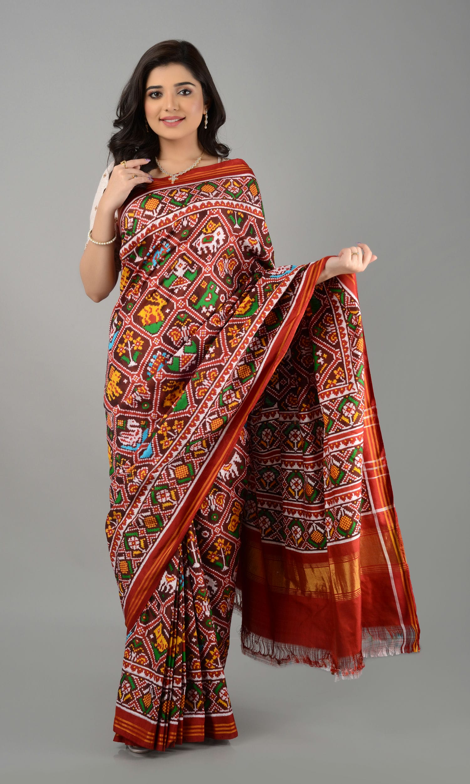 Double Ikat Patola Saree 11 Motifs - Main Image