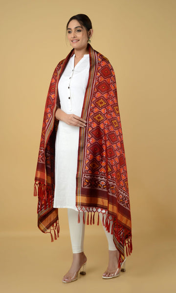 Single Ikat Patola Dupatta Pan Chanda