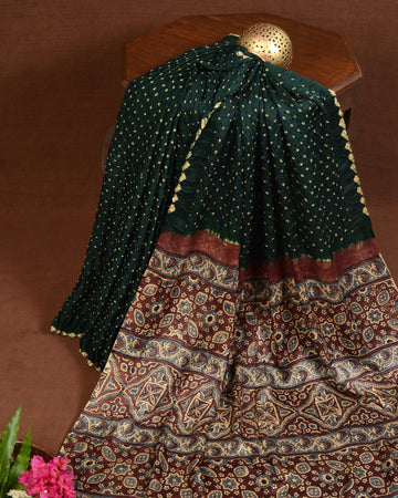 Ajrakh Bandhani Saree