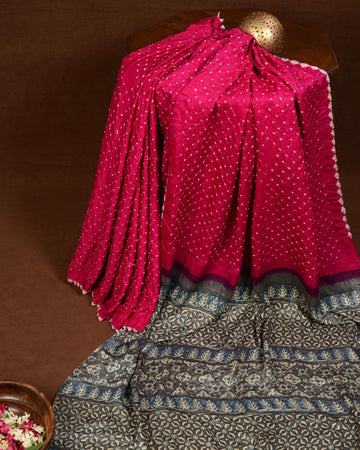 Ajrakh Bandhani Saree