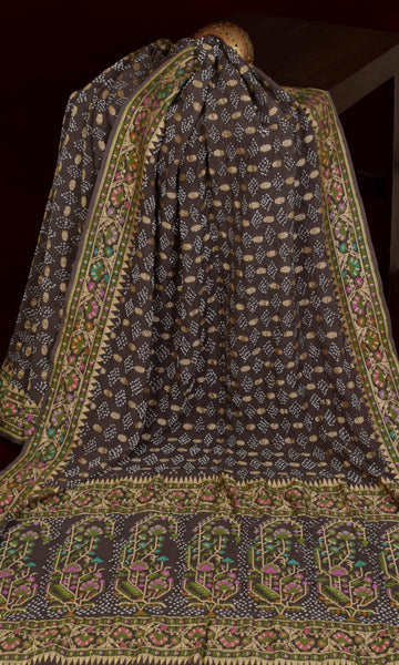 Banarasi Weave Parsi Jaal Bandhani Saree