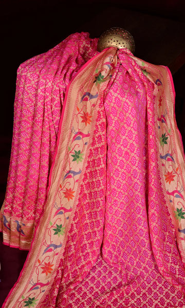 Banarasi Patola Weave Bandhani Saree