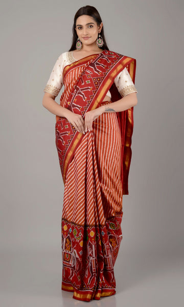 Single Ikat Patola Saree Hathi Ambari Scut Laheriya