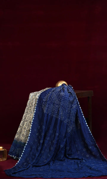 Ajrakh Bandhani Saree