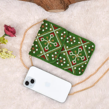 Mobile Cover Pearl Patola Beaded