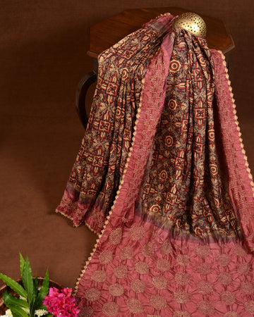 Ajrakh Bandhani Saree