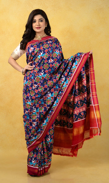 Double Ikat Patola Saree Manekchowk Motifs