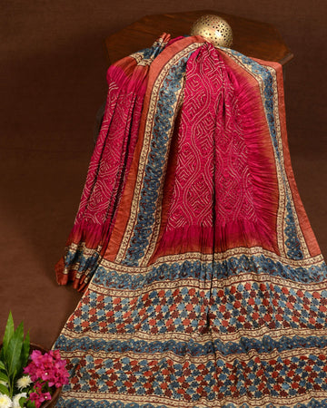 Ajrakh Bandhani Saree