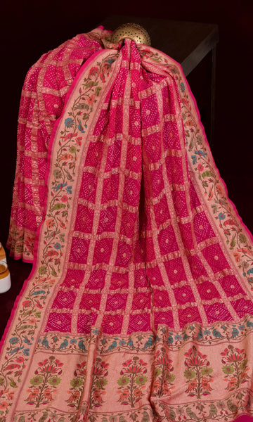 Banarasi Paithani Weave Gharchola Bandhani Saree