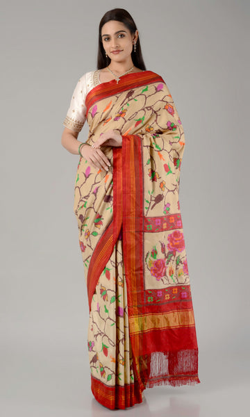 Double Ikat Patola Saree Parrot Jaal