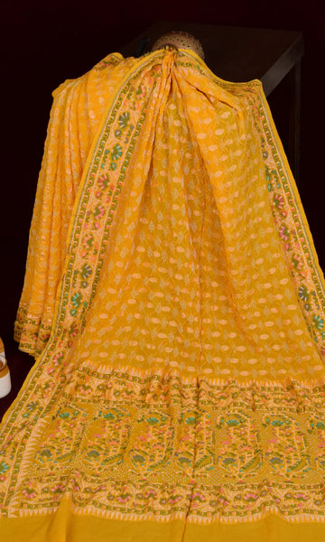 Banarasi Weave Parsi Jaal Bandhani Saree