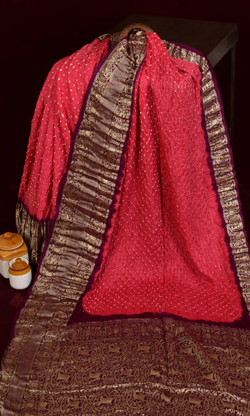 Gaji Kanjiwaram Bandhani Saree