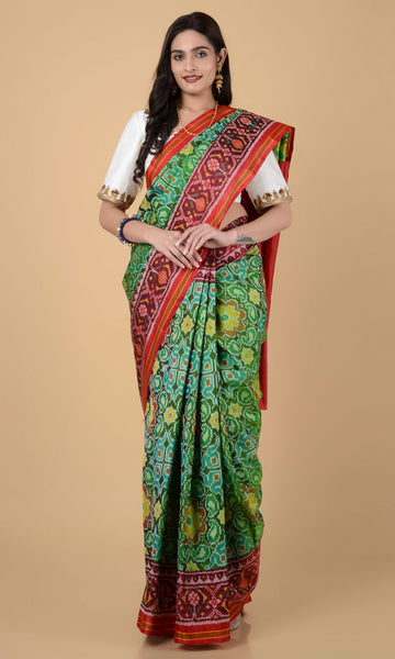 Single Ikat Patola Saree Mango Flower