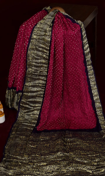 Gaji Kanjiwaram Bandhani Saree