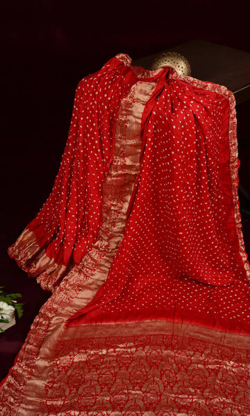 Gaji Kanjiwaram Bandhani Saree