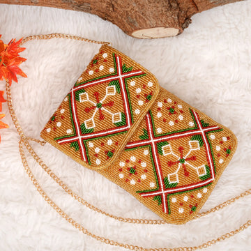 Mobile Cover Pearl Patola Beaded