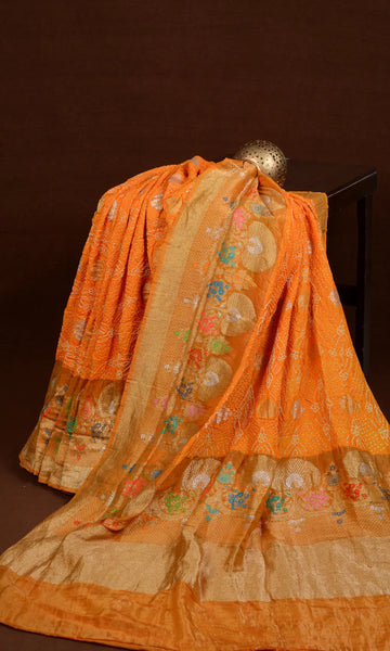 Kadiyal Buta Weave Bandhani Saree