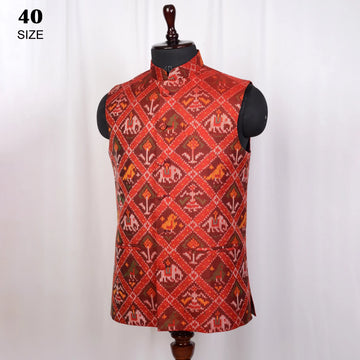 Nehru Jacket Single Ikat Patola