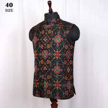 Nehru Jacket Single Ikat Patola