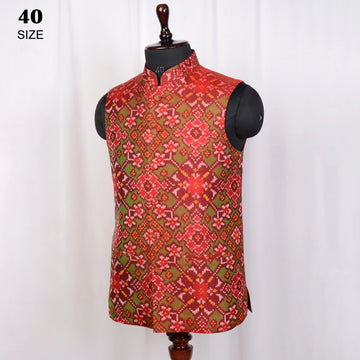 Nehru Jacket Single Ikat Patola