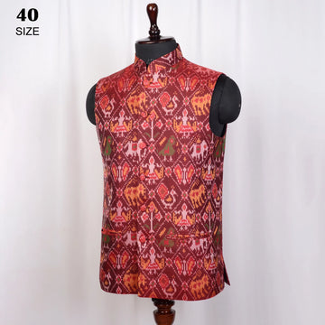 Nehru Jacket Single Ikat Patola