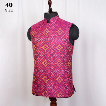 Nehru Jacket Single Ikat Patola