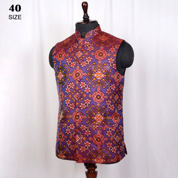Nehru Jacket Single Ikat Patola
