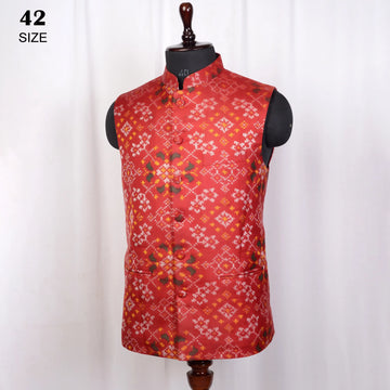 Nehru Jacket Single Ikat Patola