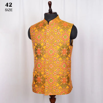 Nehru Jacket Single Ikat Patola