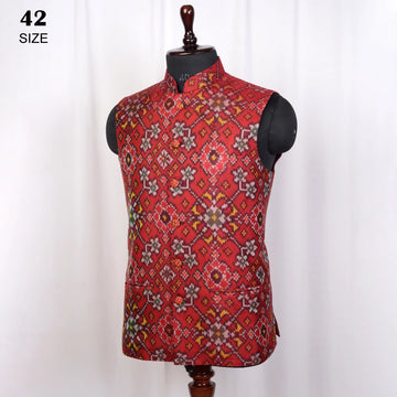 Nehru Jacket Single Ikat Patola