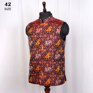 Nehru Jacket Single Ikat Patola