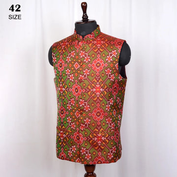 Nehru Jacket Single Ikat Patola