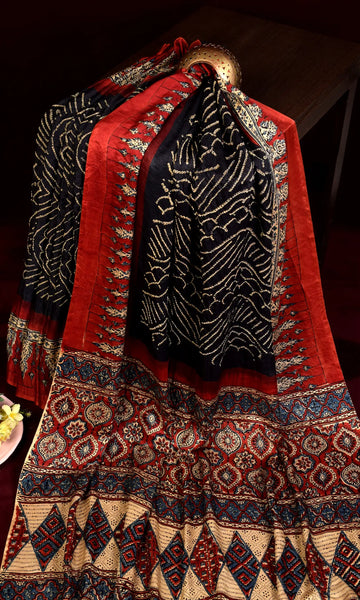 Ajrakh Bandhani Saree