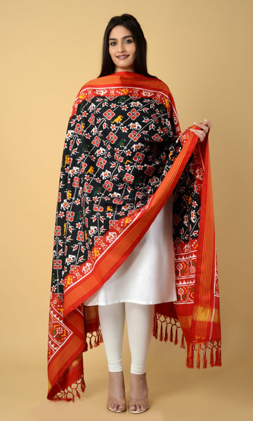 Double Ikat Patola Dupatta Elephant Parrot Laheriya
