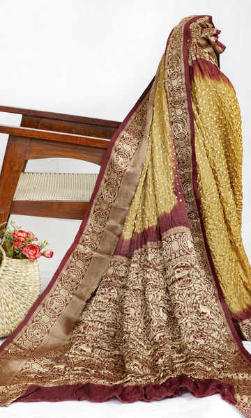 Gaji Kanjiwaram Bandhani Saree