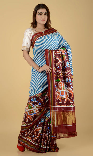 Double Ikat Patola Saree Elephant Laheriya