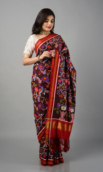 Double Ikat Patola Saree Peacock Jaal