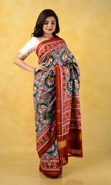 Double Ikat Patola Saree Manekchowk Hathi
