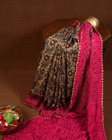 Ajrakh Bandhani Saree