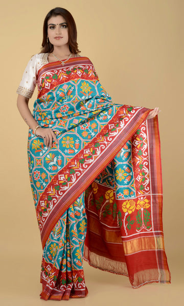 Double Ikat Patola Saree 7 Flower