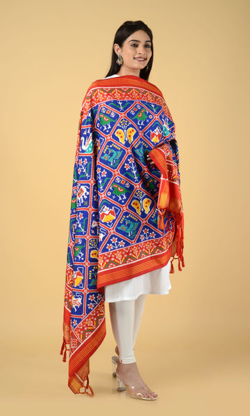 Double Ikat Patola Dupatta 9 Motifs
