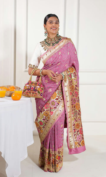 Paithani Scurt Butti with Bandhej Saree