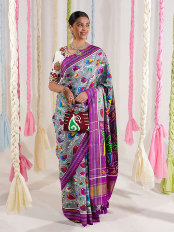 Double Ikat Patola Saree Sparrow Jaal