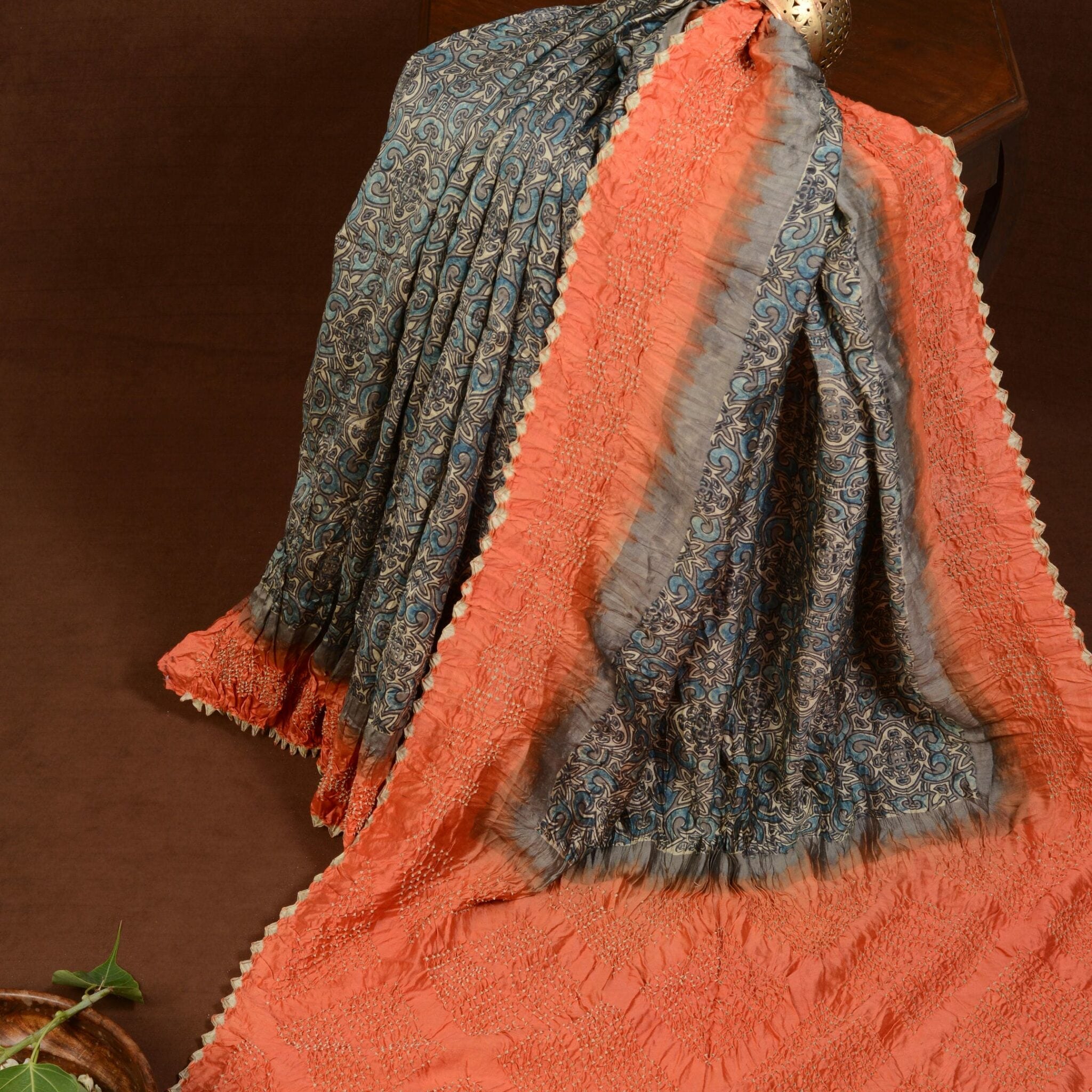Ajrakh Bandhani Saree