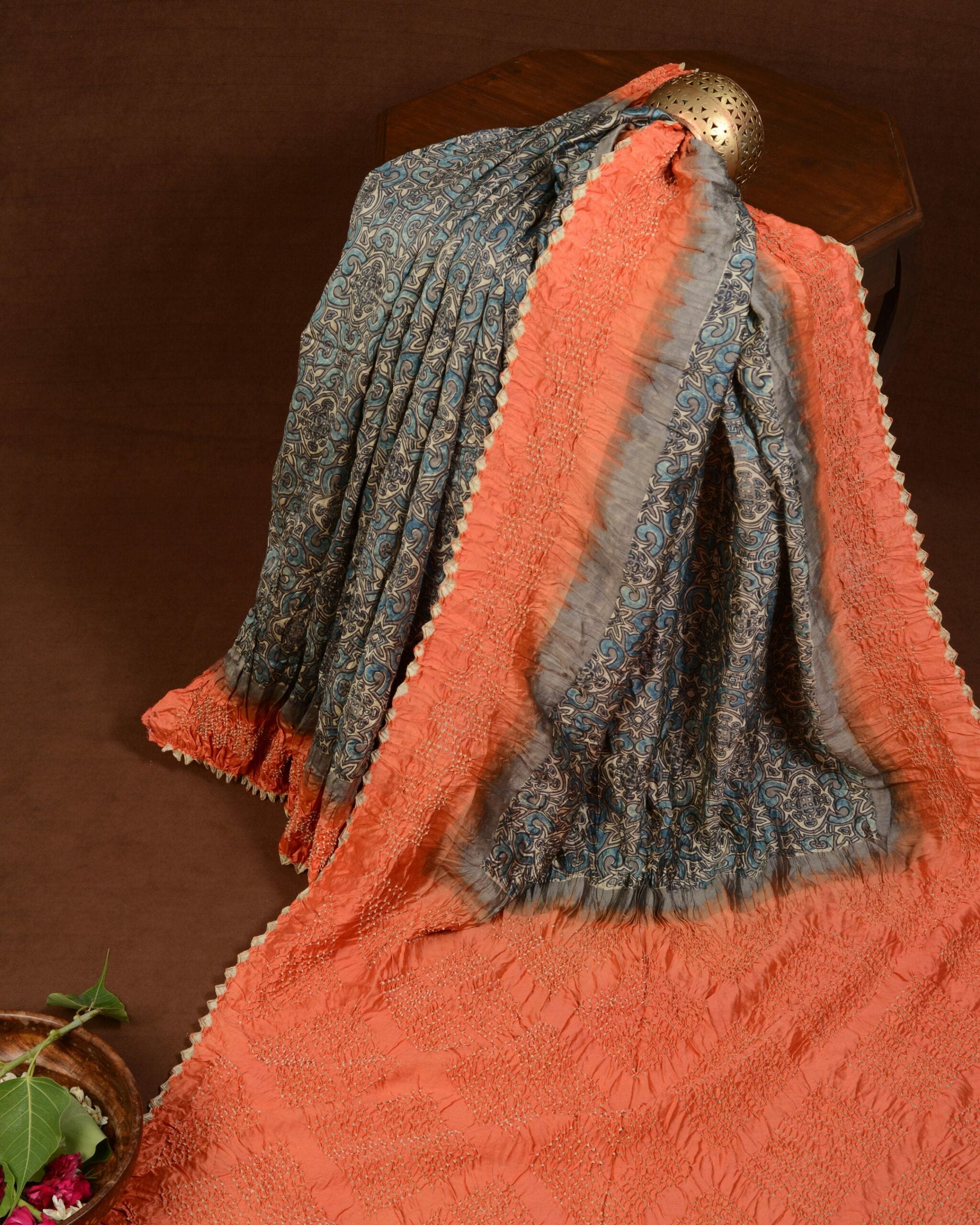 Ajrakh Bandhani Saree