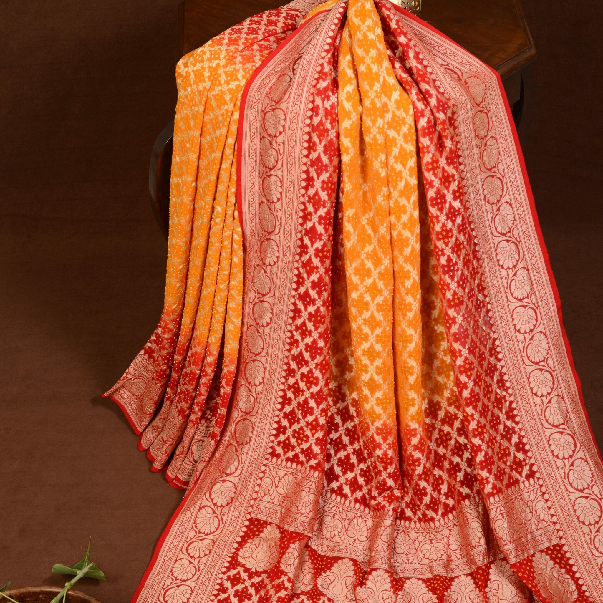 Banarasi Jaal Bandhani Saree