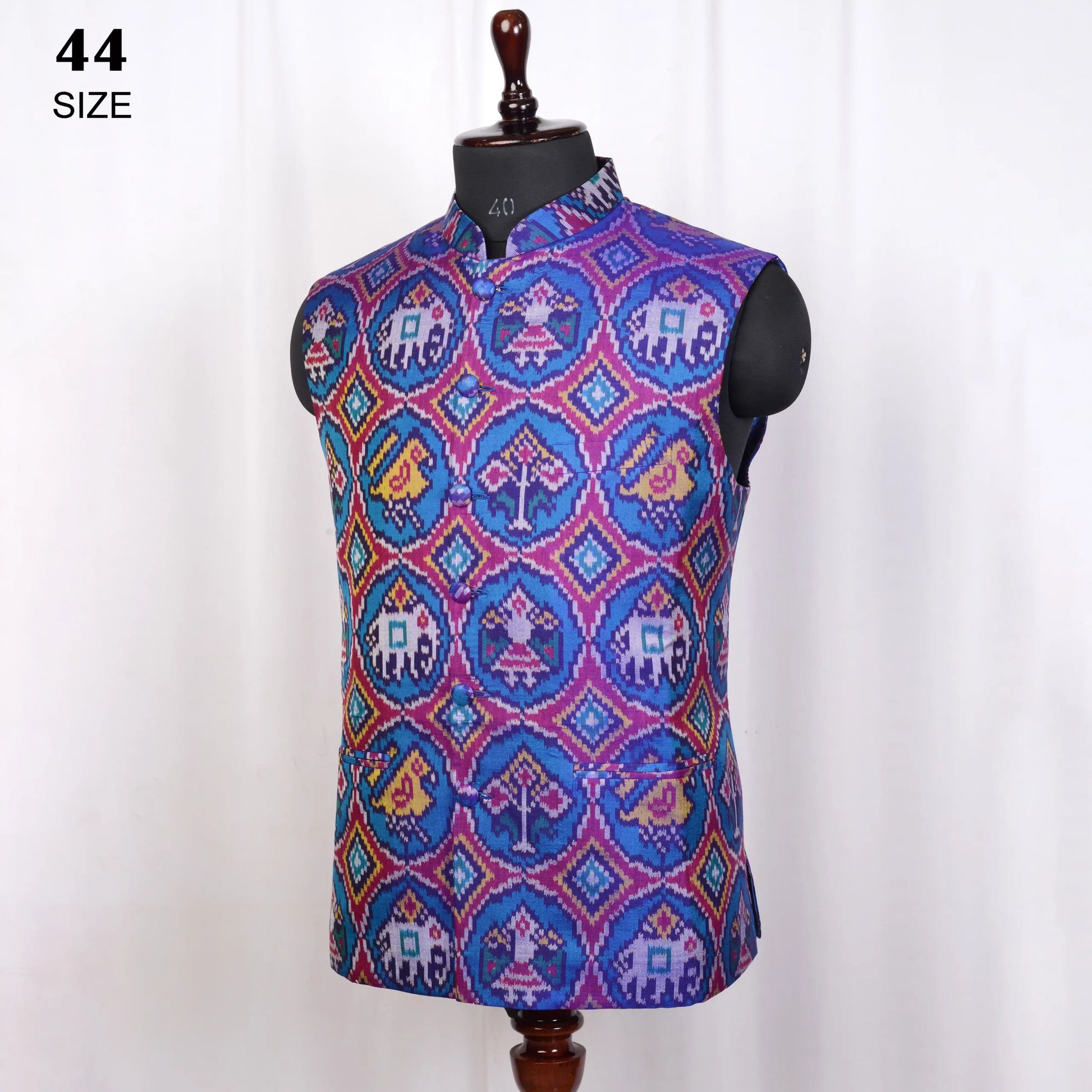 Nehru Jacket Single Ikat Patola