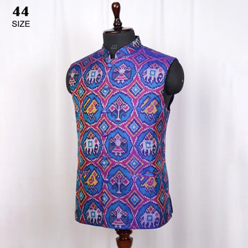Nehru Jacket Single Ikat Patola
