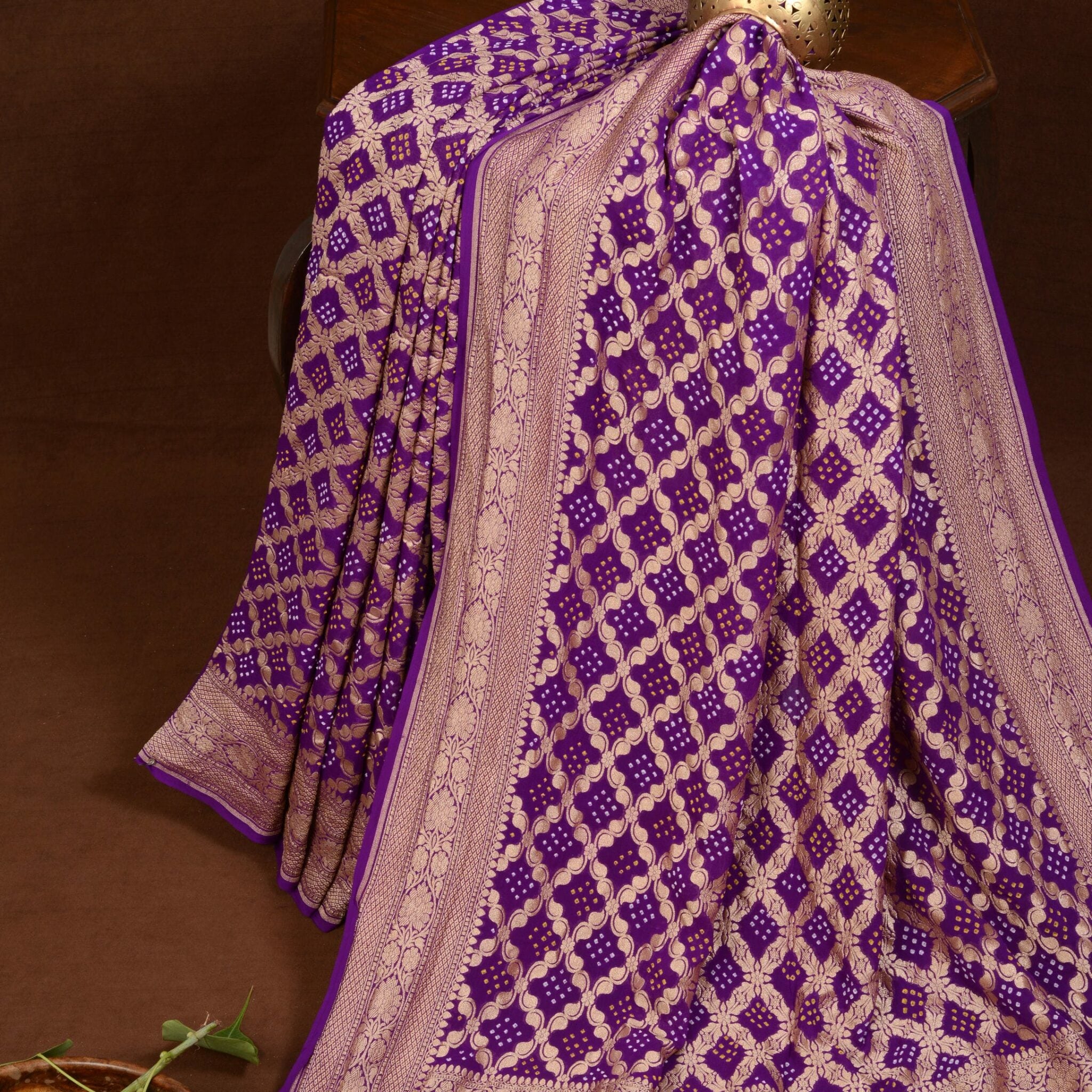Banarasi Jaal Bandhani Saree