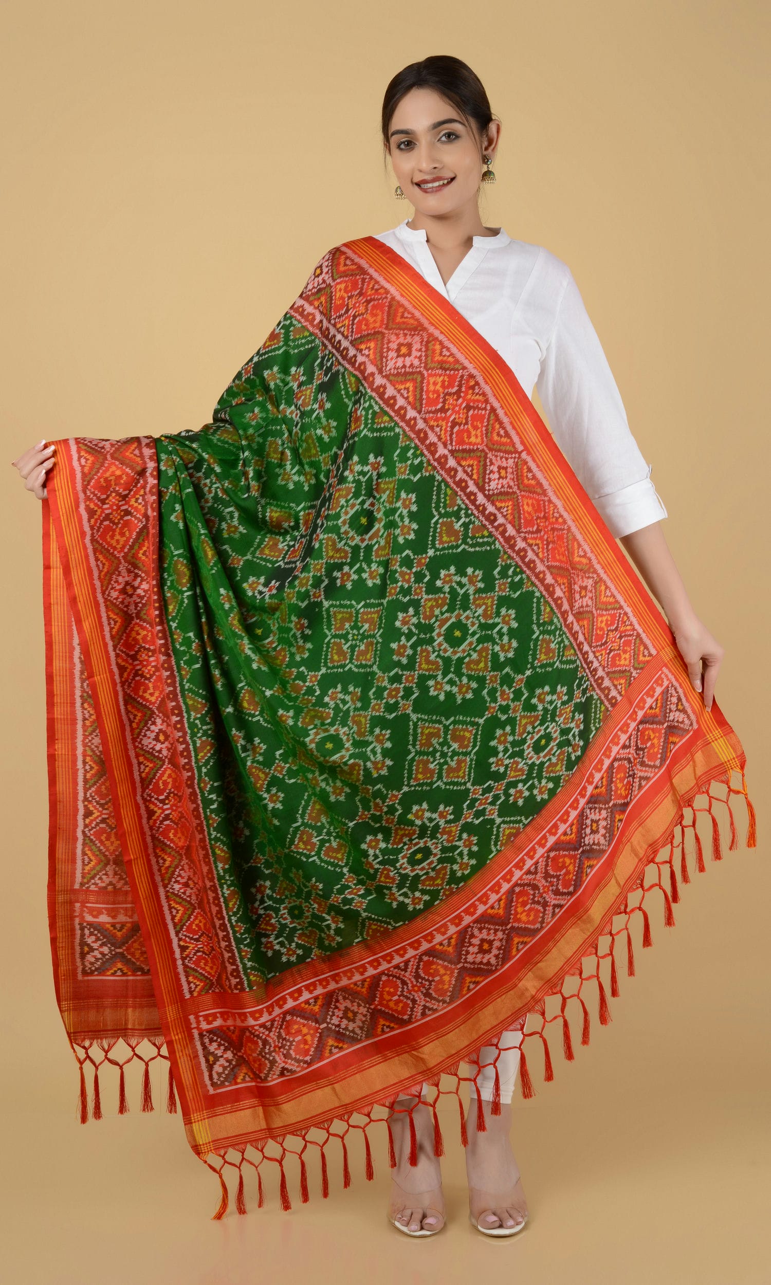 Single Ikat Patola Dupatta Nau Ratan Pan